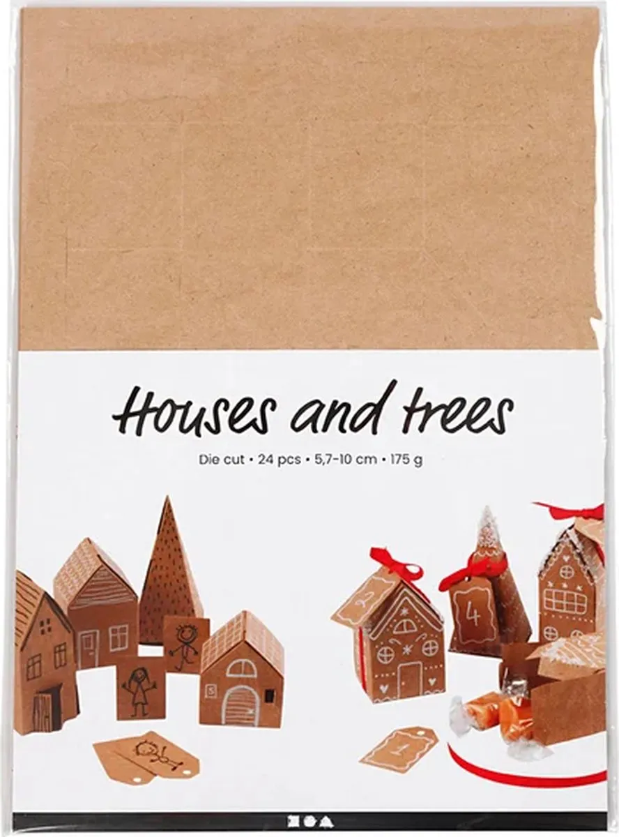 Creativ Company Kartonnen Huizen & Bomen Kraft - 1 Stuk
