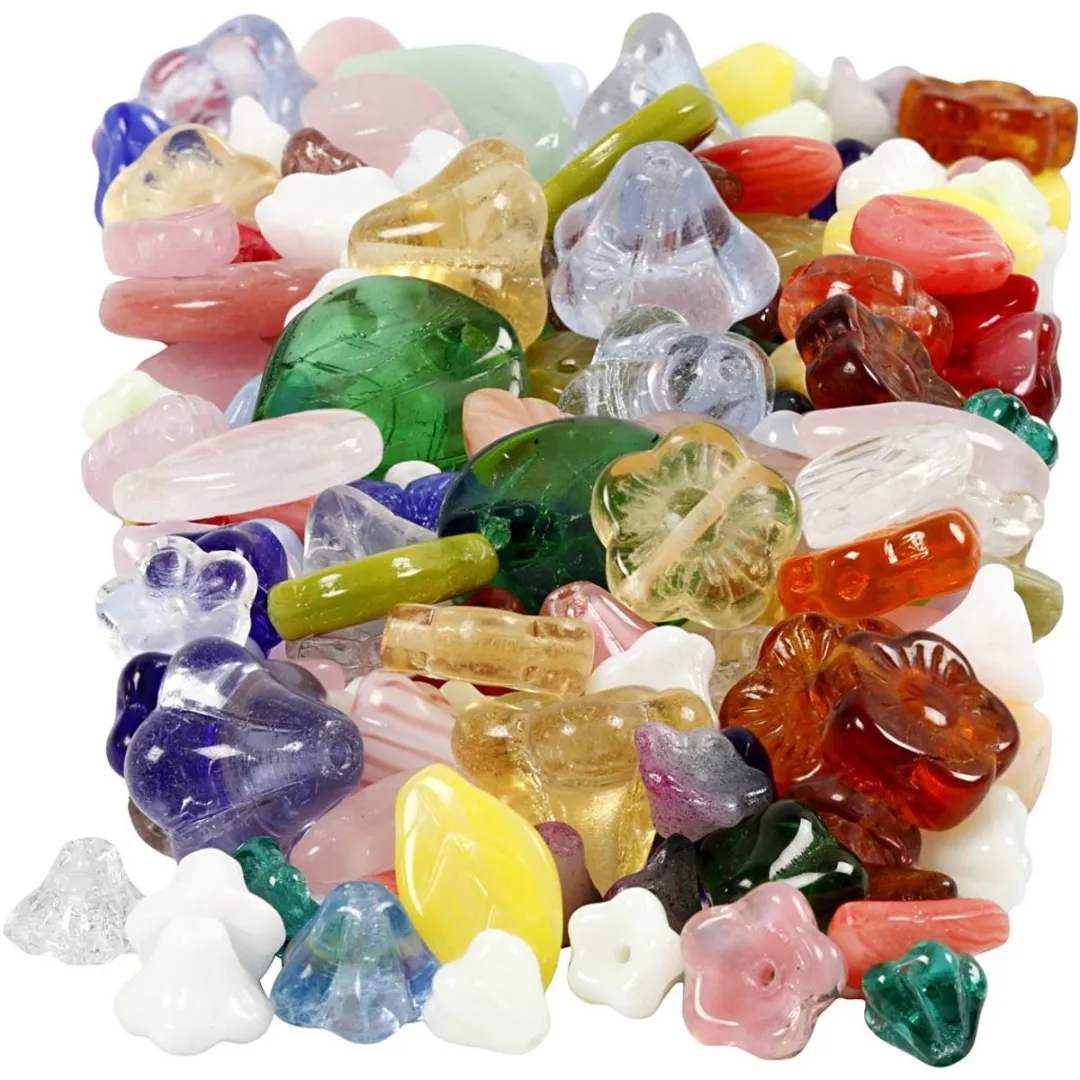 Creativ Company Glazen Bloemvormige Kralen - 6-17mm - Diverse Kleuren