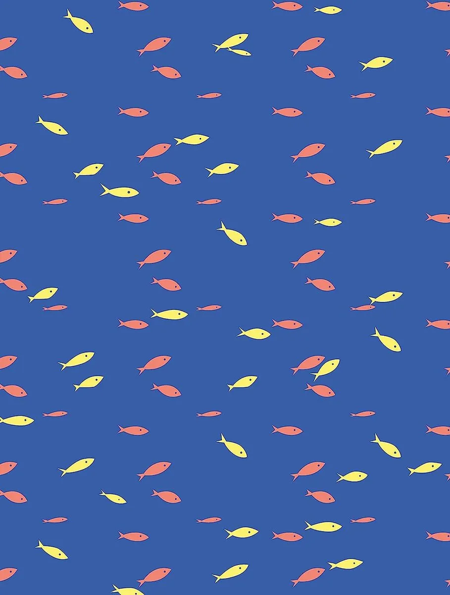 Decopatch Papier A3 Blauw met Gele & Oranje Vissen