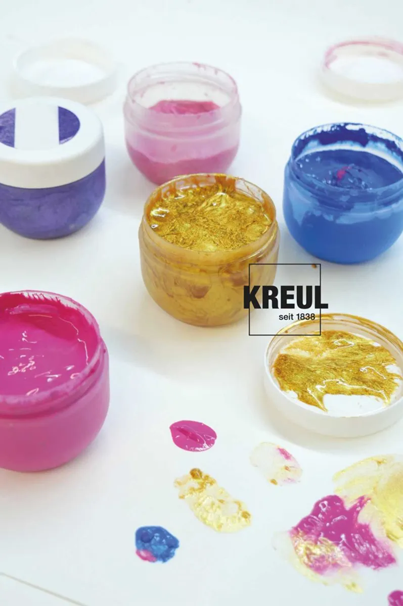Vingerverf - Koningskleuren - Wit, Roze, Lichtroze, Violet, Blauw, Goud - Kreul - Mucki - 6x50ml