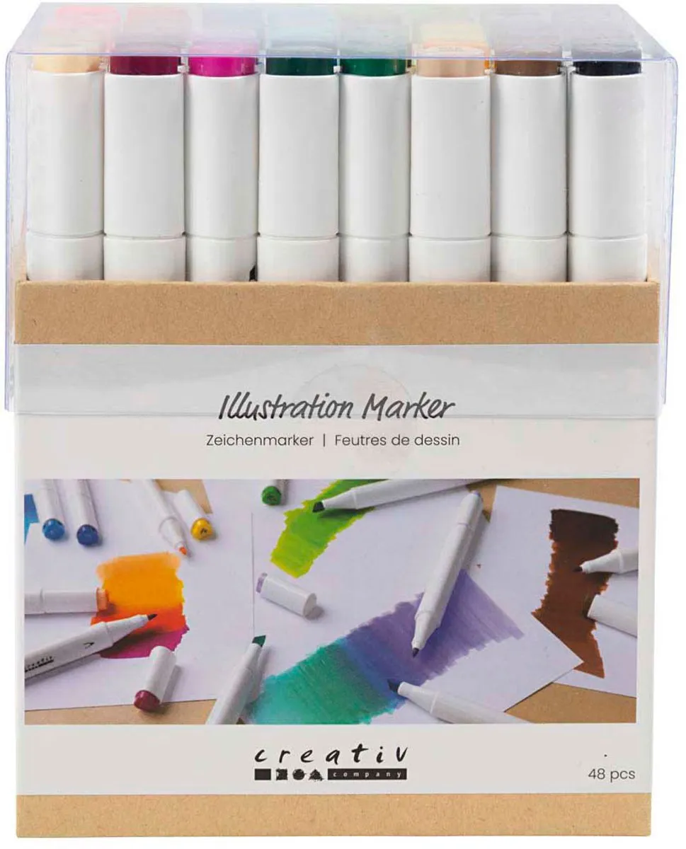Creativ Company Alcoholmarker Standaardkleuren - 48 Stuks - Meerkleurig