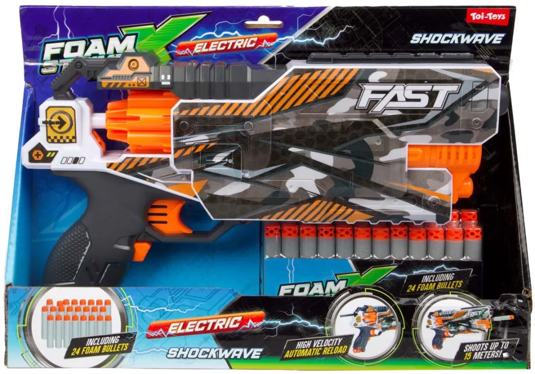 Toi-Toys Shockwave Elektrisch Afschietpistool 32088A - 24 Foampijlen - Multicolor