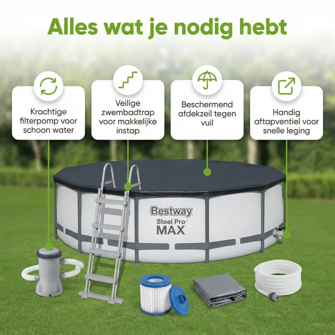 Bestway Steel Pro MAX Zwembad 427x107cm - Grijs - 15232L