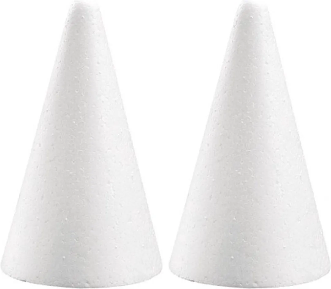 Rayher Piepschuim Kegels 2 Stuks - Wit - H12cm