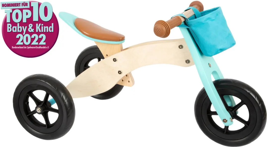 Small Foot Houten Driewieler & Loopfiets 2in1 Maxi - Turquoise