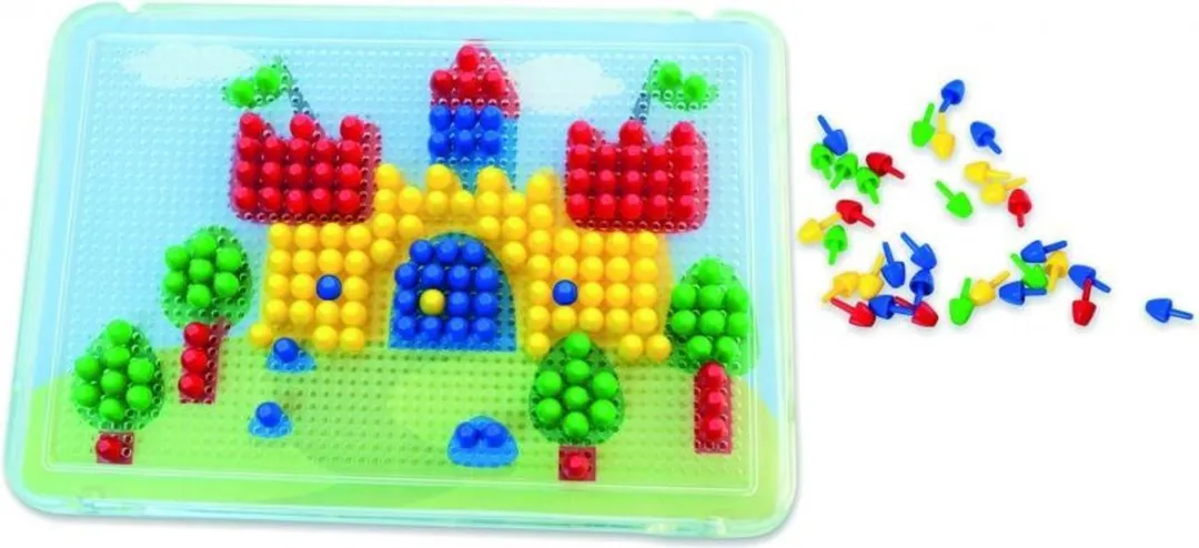 Miniland Mozaïek Pegs 230 Stuks + 6 Werkbladen - Multi Kleuren