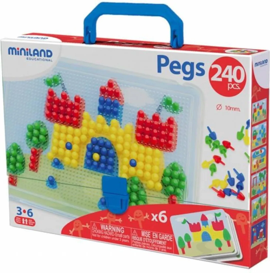 Miniland Mozaïek Pegs 230 Stuks + 6 Werkbladen