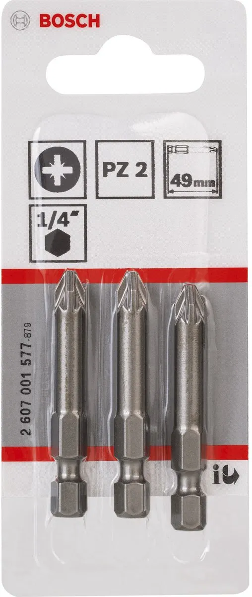 Bosch Bit PZ 2 Extra-hard 49mm - 3 Stuks