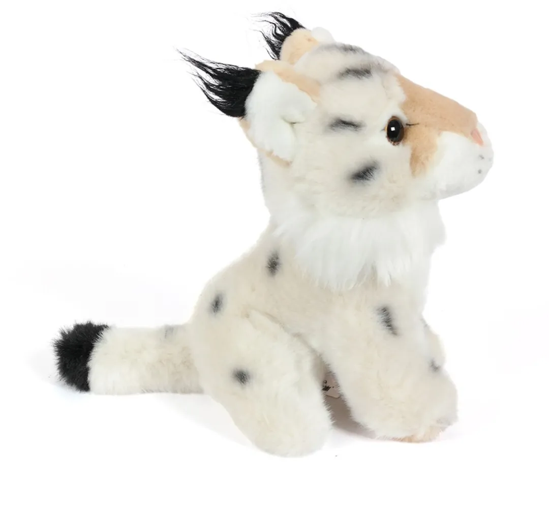 PIA Soft Toys Pluche Lynx Knuffel - 18cm - Wit/Crème/Zwart