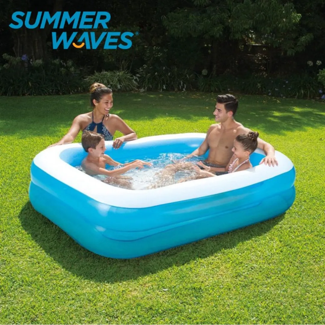Summer Waves Opblaaszwembad | 2-Rings | 305x 183 x 46 cm | Blauw