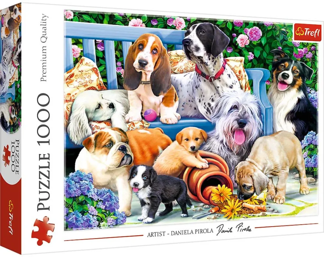 Trefl Honden in tuin Puzzel 1000 Stuks - Multicolor