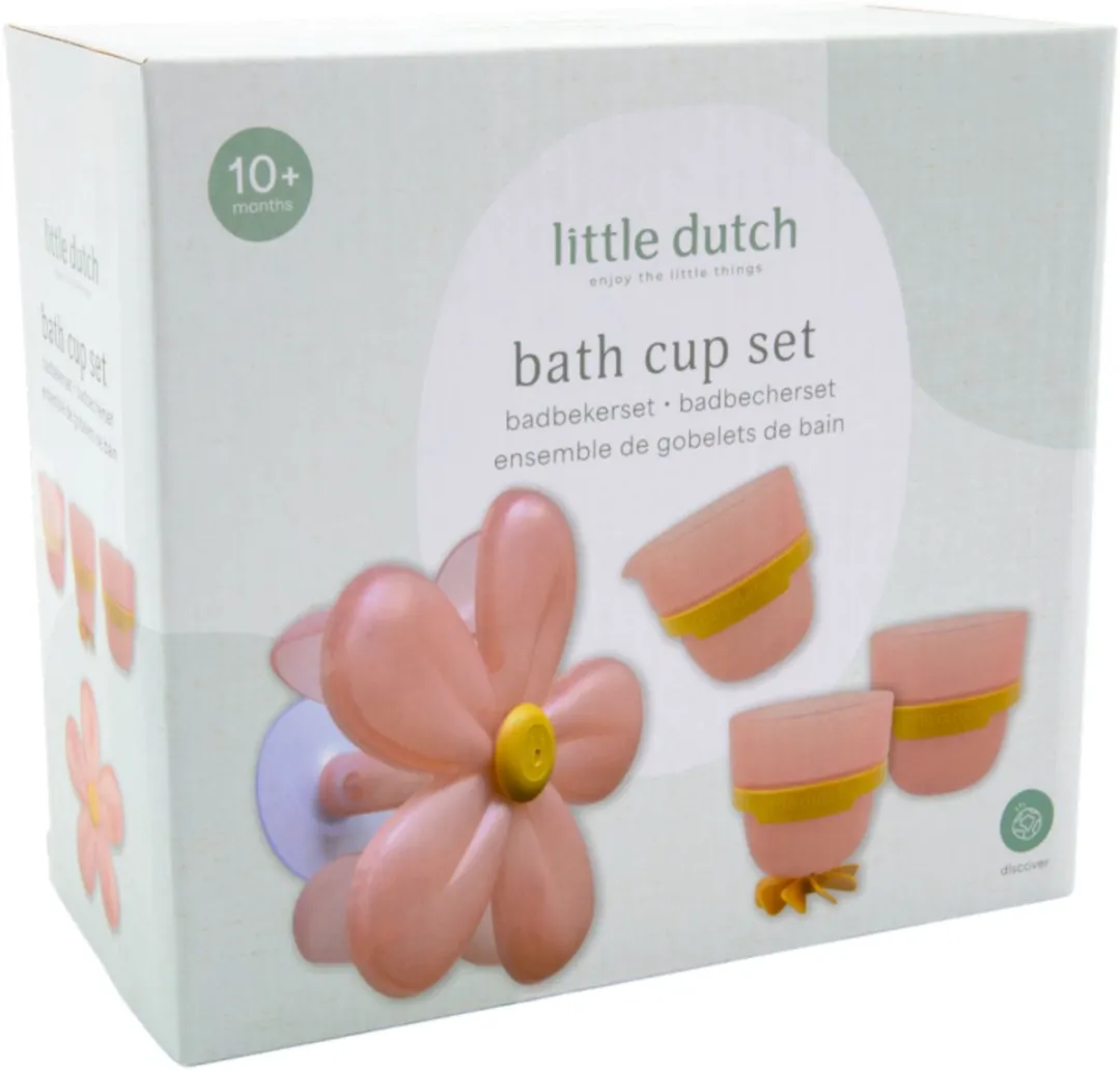 Rubo Toys Little Dutch Badwand Bekers Bloem Motief - Roze