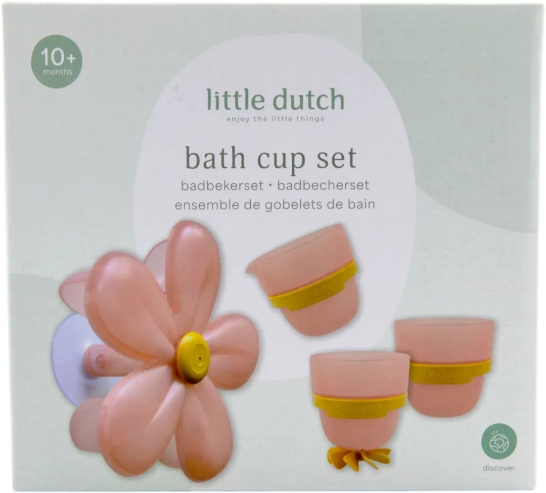 Rubo Toys Little Dutch Badwand Bekers Bloem Motief - Roze