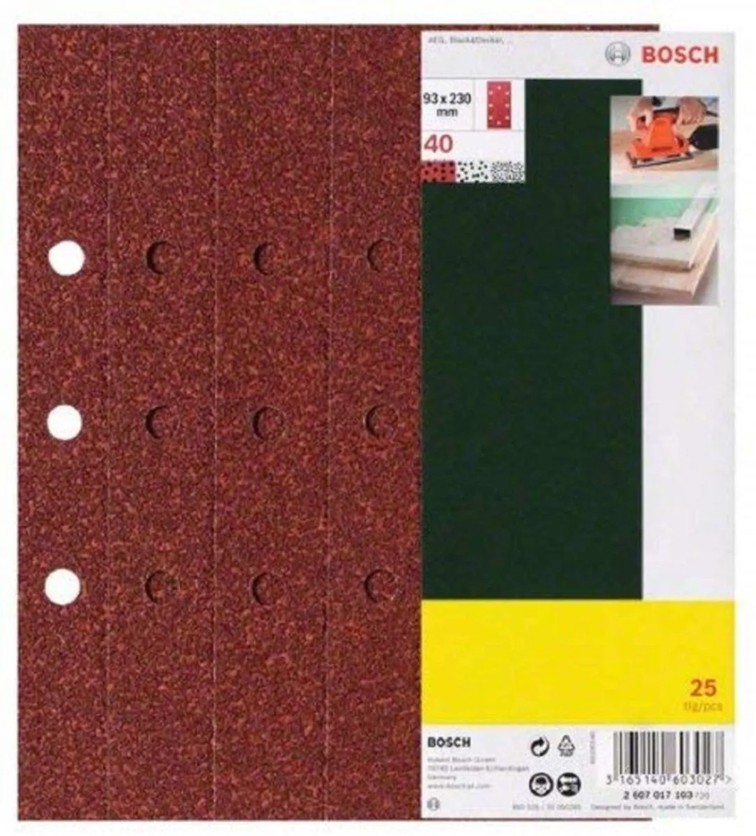 Bosch 25-delige Schuurbladenset 93x230mm - Korrel 180