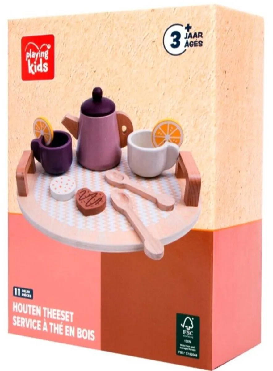 Playing Kids Houten Theeset - Multi Color