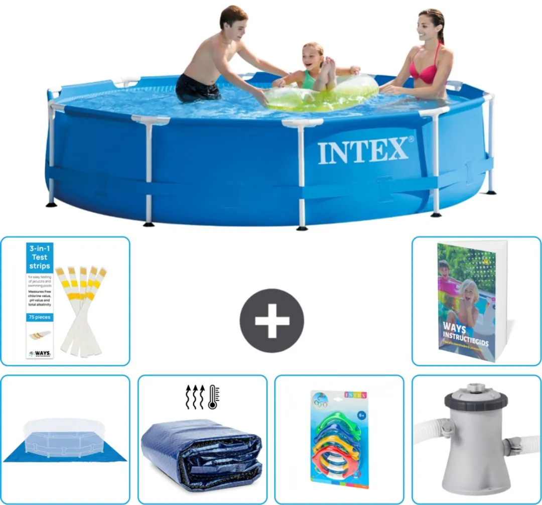Intex 28200NP-Blauw Rond Frame Zwembad 305x76cm - Blauw - 7-delig - afbeelding 2 van 6