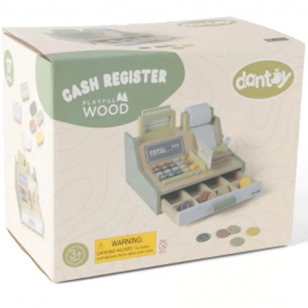 Dantoy Houten Speelgoedkassa 17-delig - Multi Color