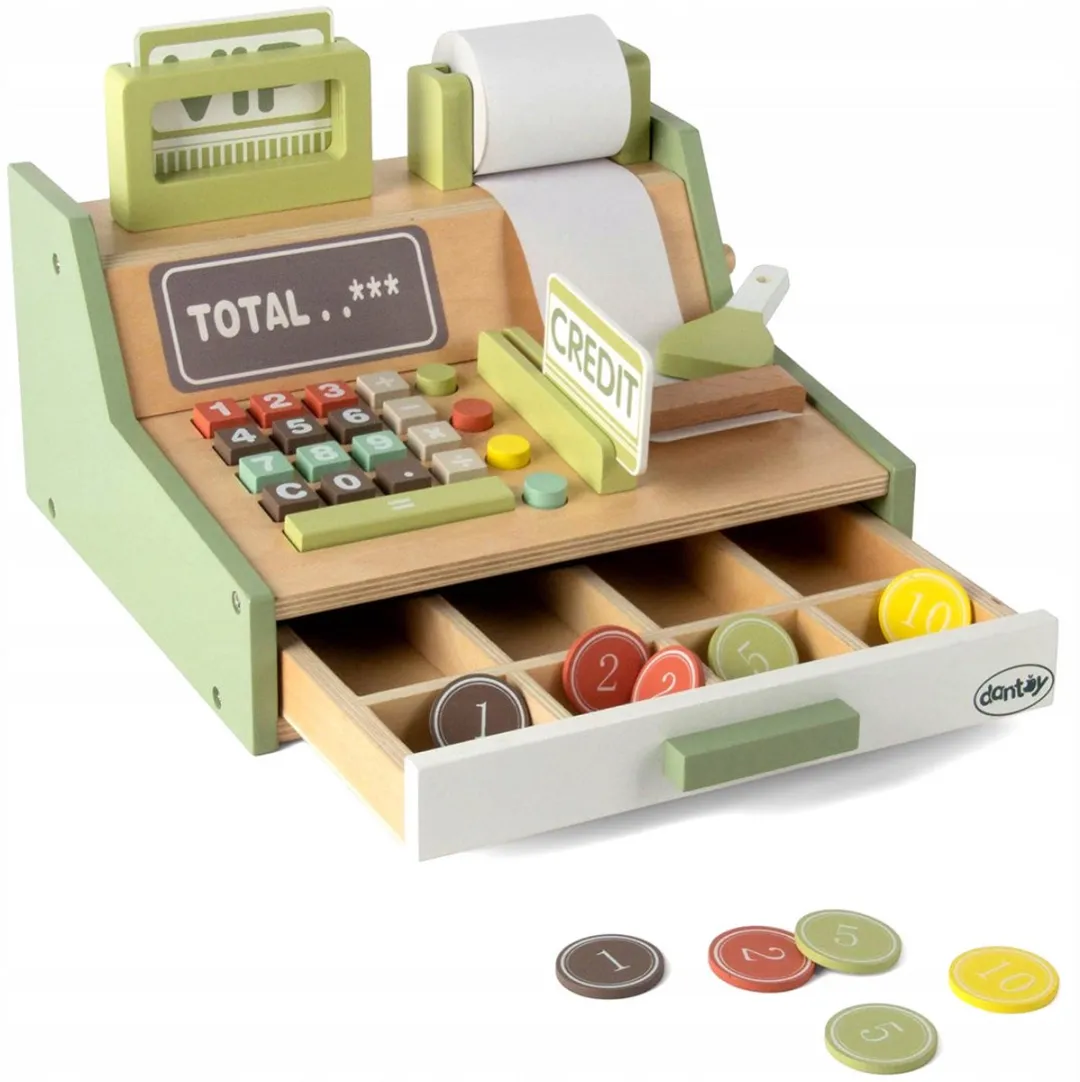 Dantoy Houten Speelgoedkassa 17-delig - Multi Color