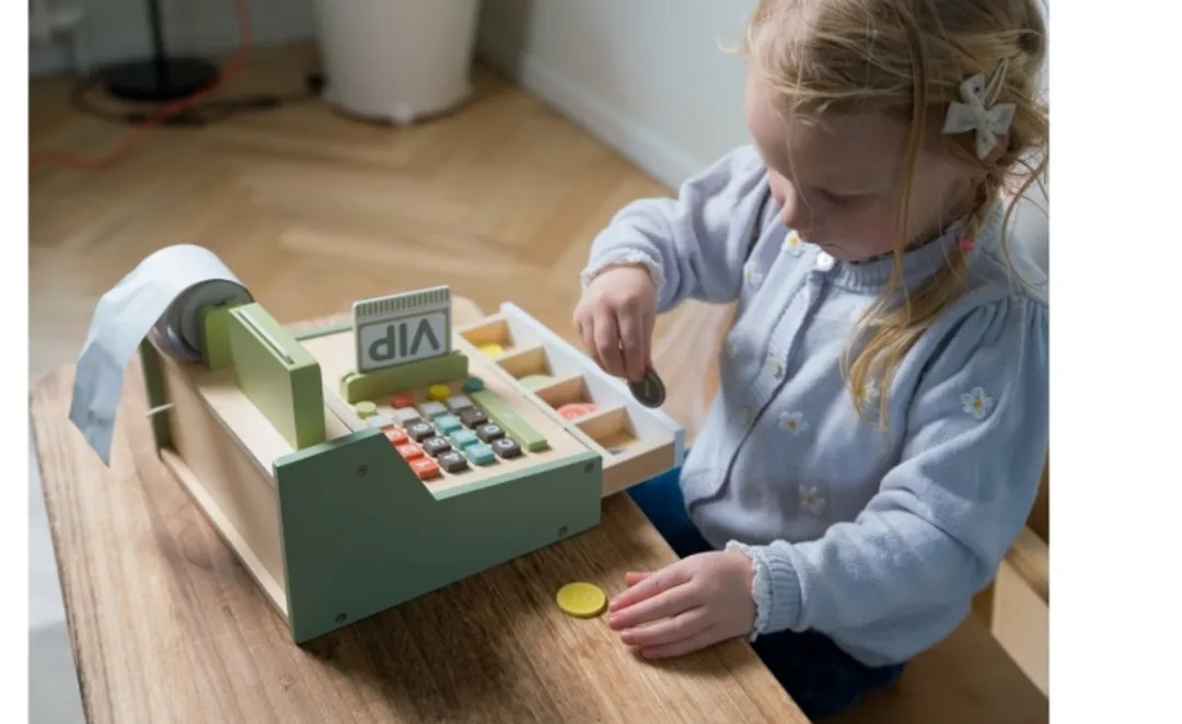 Dantoy Houten Speelgoedkassa 17-delig - Multi Color