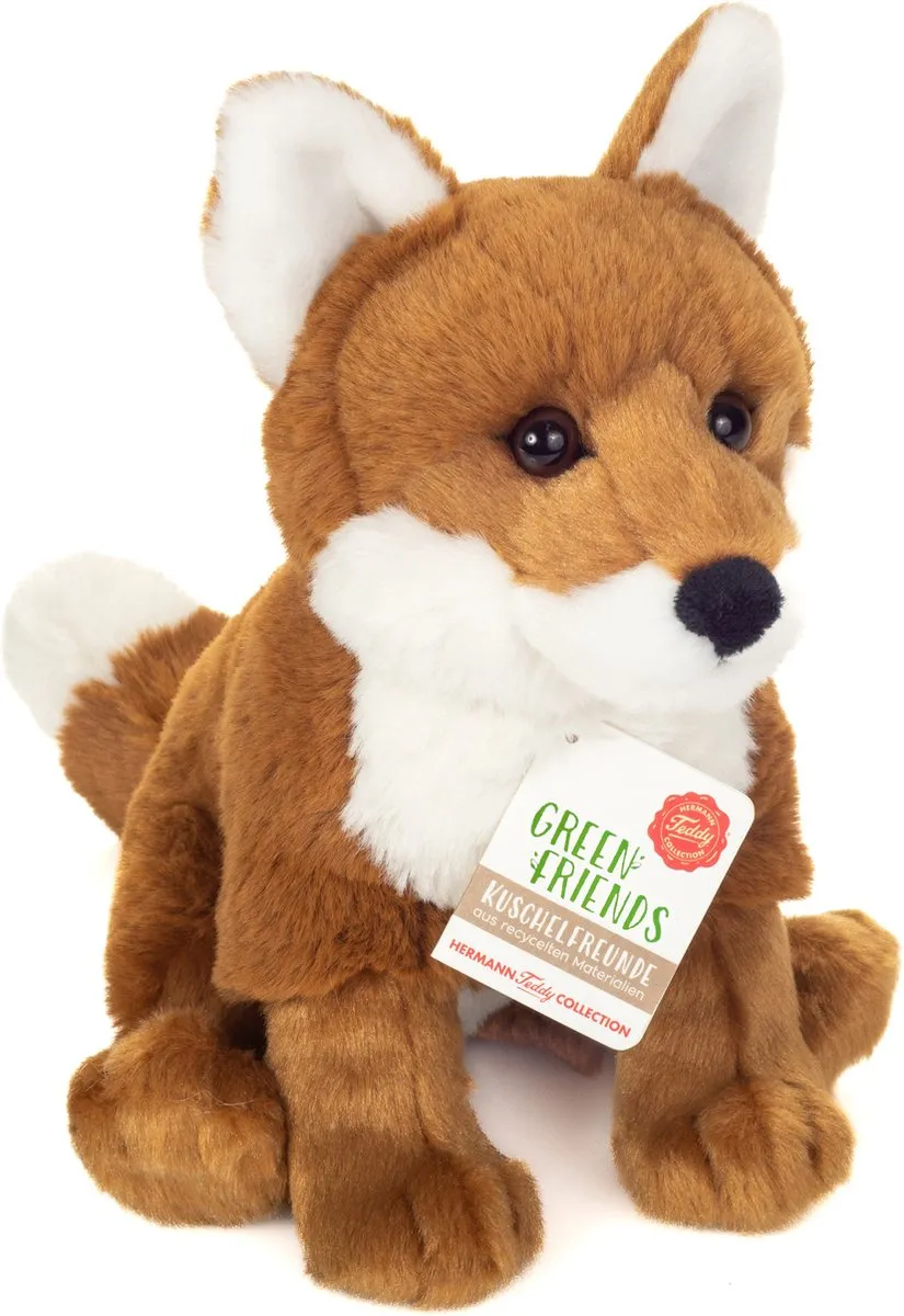 Hermann Teddy Knuffeldier Vos - zachte pluche stof - premium knuffels - rood - 20 cm - Vossen