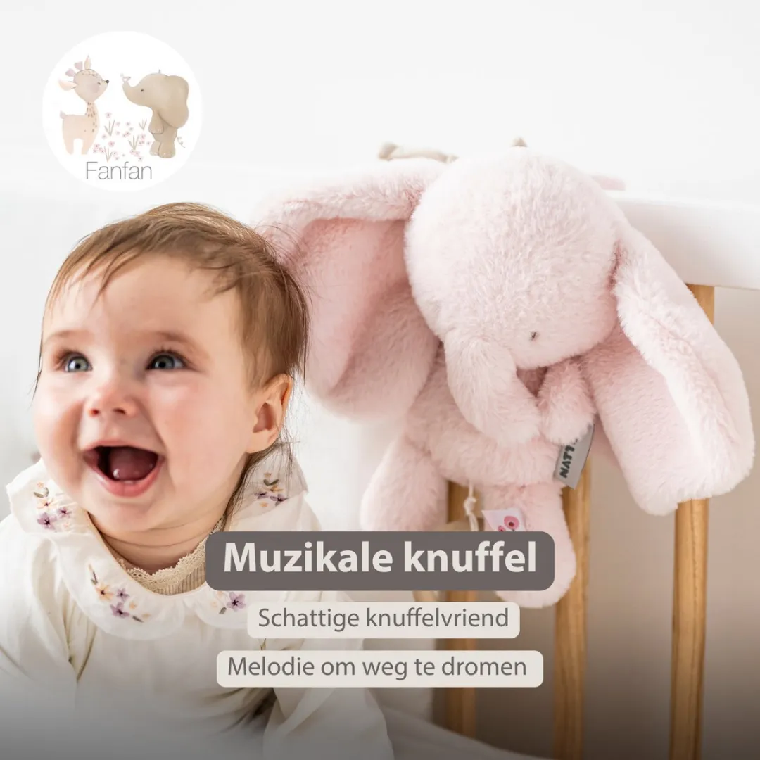 Nattou FanFan Muziekknuffel Olifant 25cm - Roze