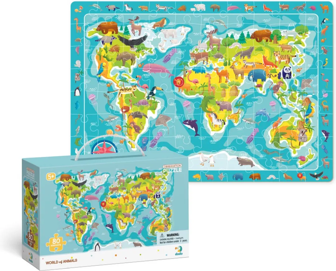 Dodo Toys Wereldkaart Puzzel 80 Stuks