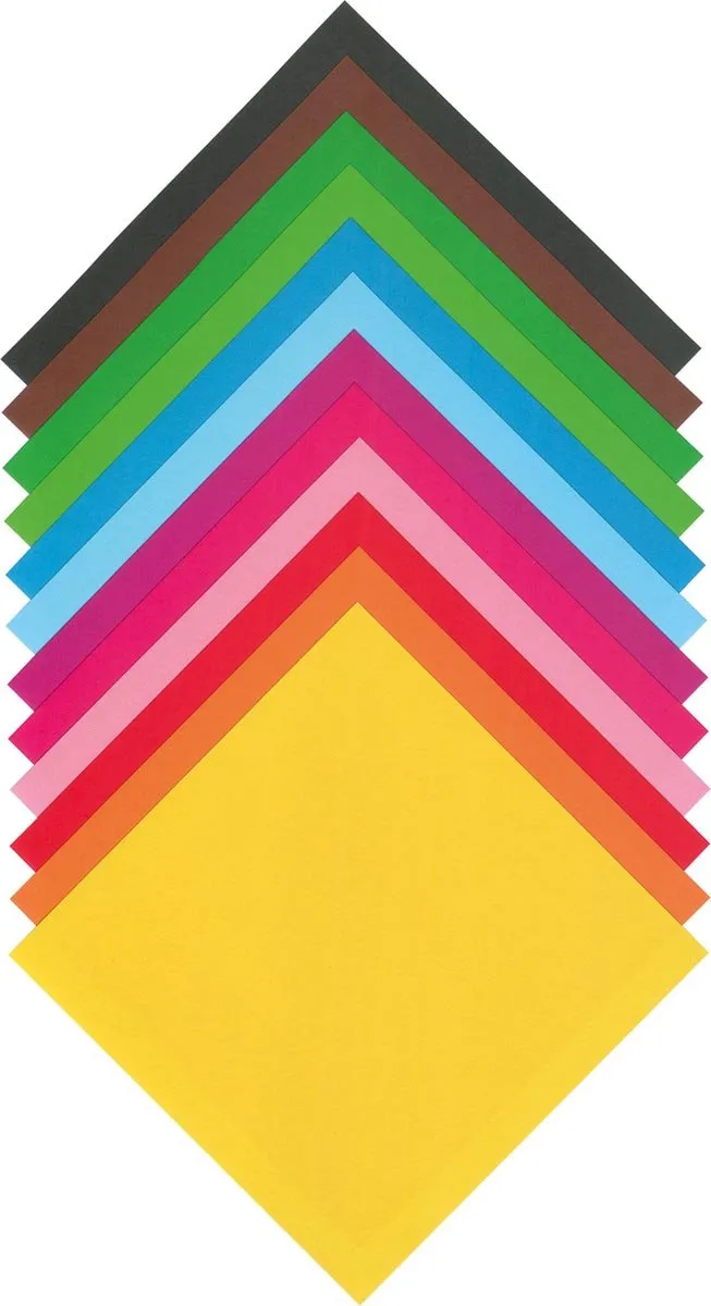 Folia Vouwpapier 13x13cm - 100 Vel - 12 Kleuren