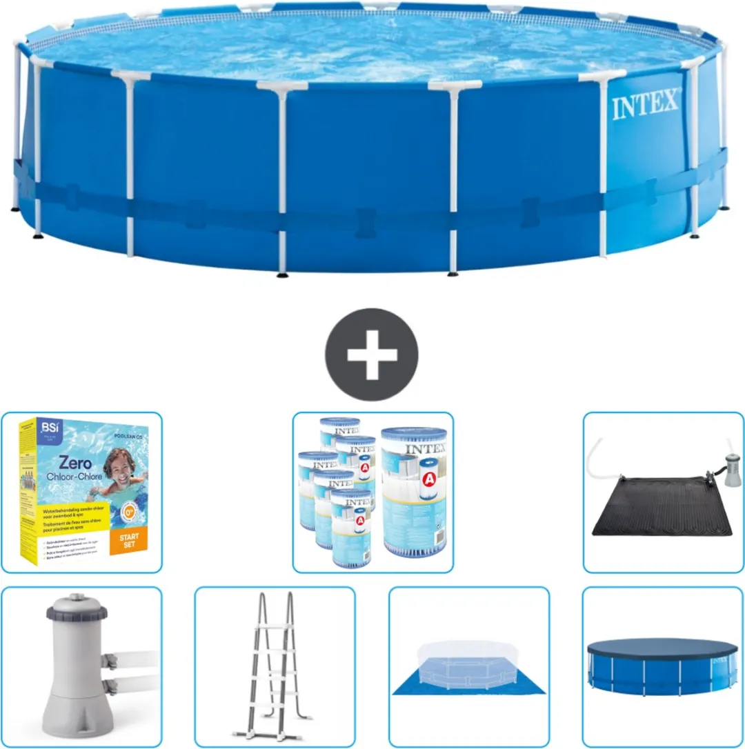 Intex 28242GN-Blauw Rond Frame Zwembad 457x122cm - Blauw