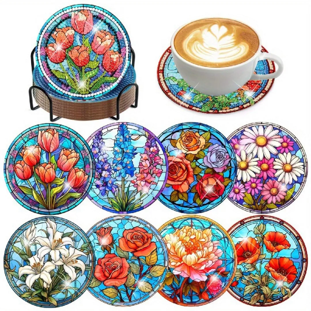 VDTOYS Diamond Painting Onderzetters Veldbloemen 2