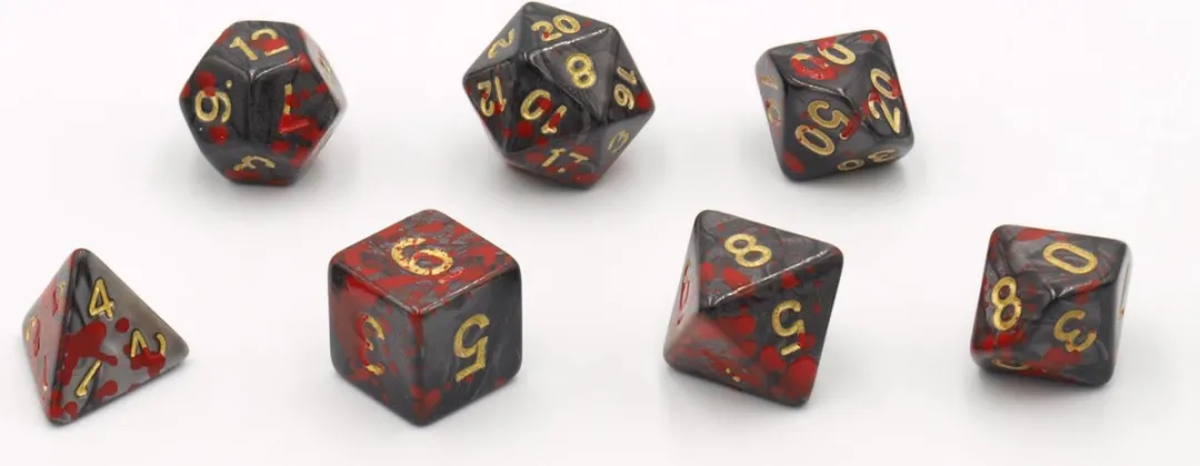 HOT Games Bloodspatter Zwart Dobbelstenen - 7 Stuks