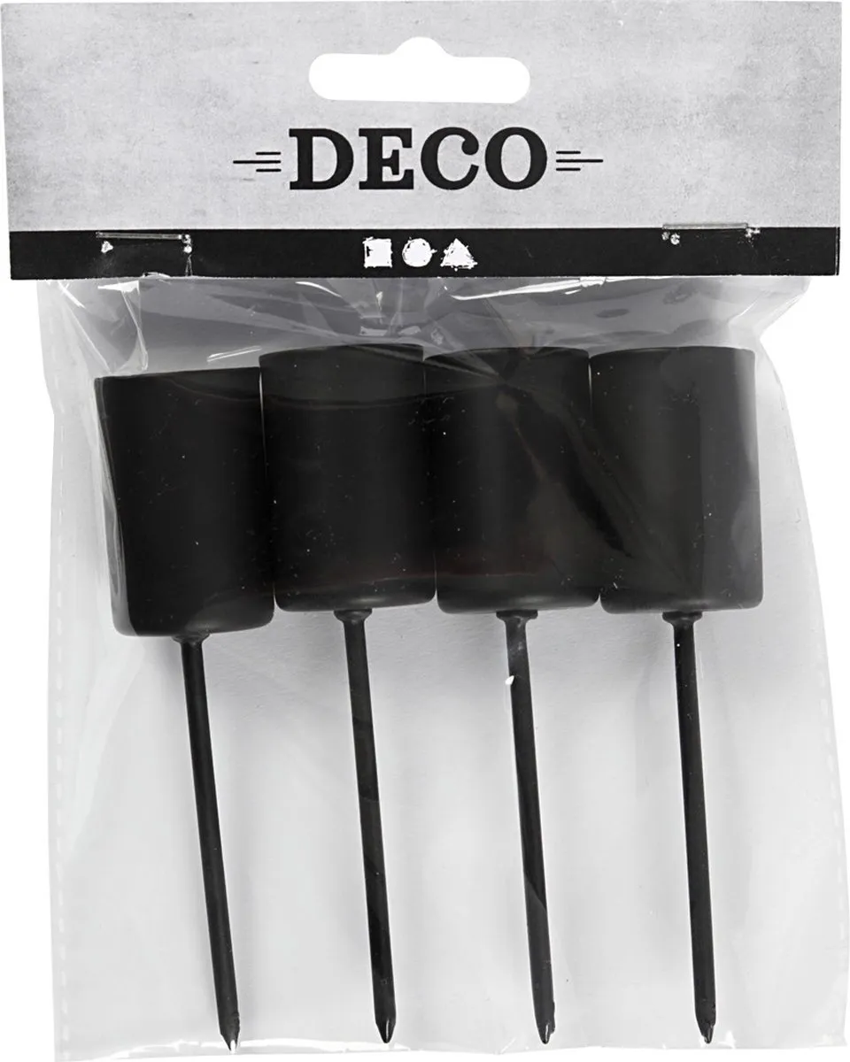 Creativ Company Metalen Kandelaar Pin 22,5mm - 4 Stuks Zwart