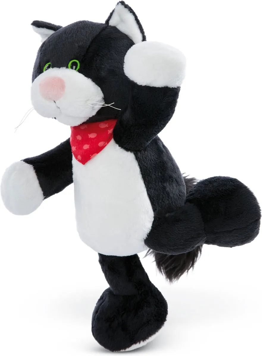 Nici Pluchen Knuffel Kat Pepper - 30cm - Wit/Zwart/Rood