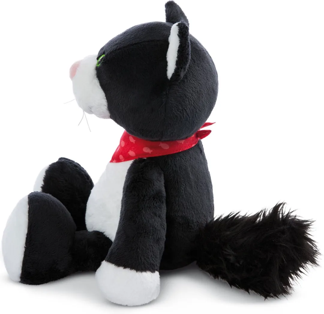Nici Pluchen Knuffel Kat Pepper - 30cm - Wit/Zwart/Rood