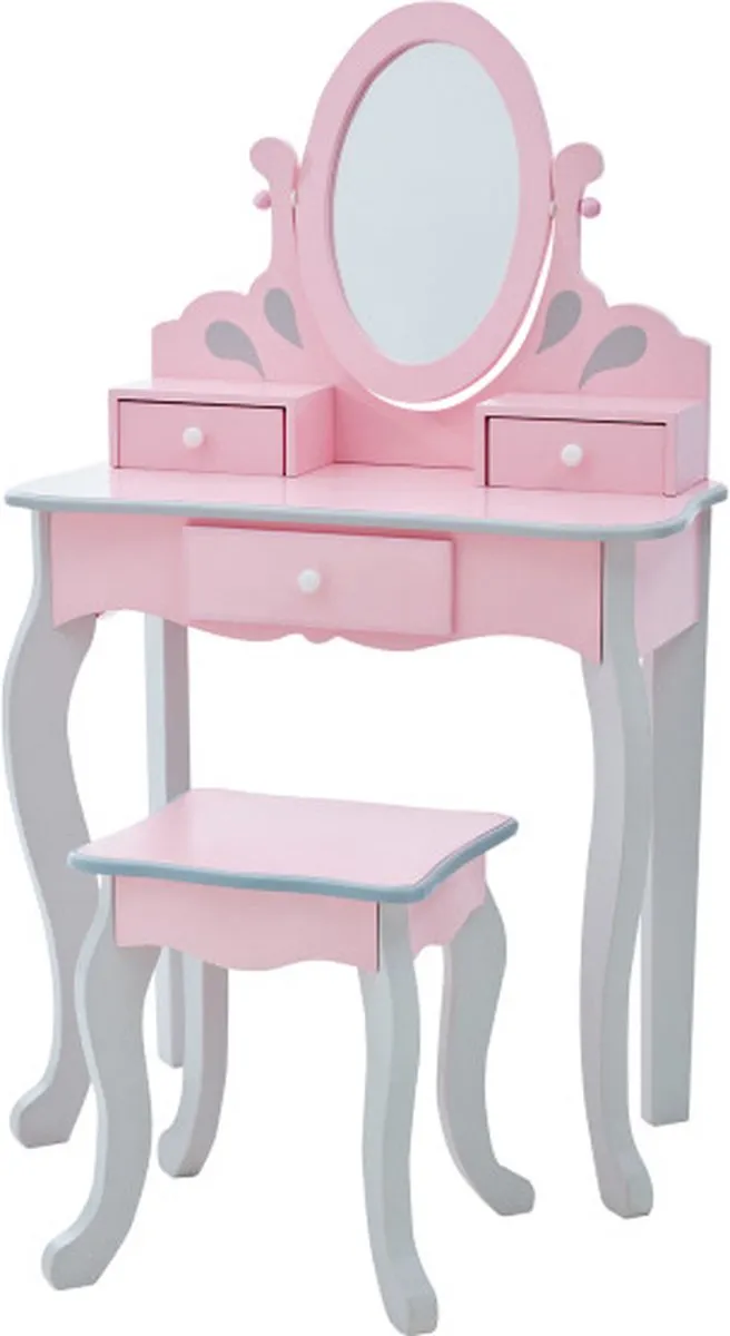 Teamson Kids Houten Kaptafel Roze/Grijs