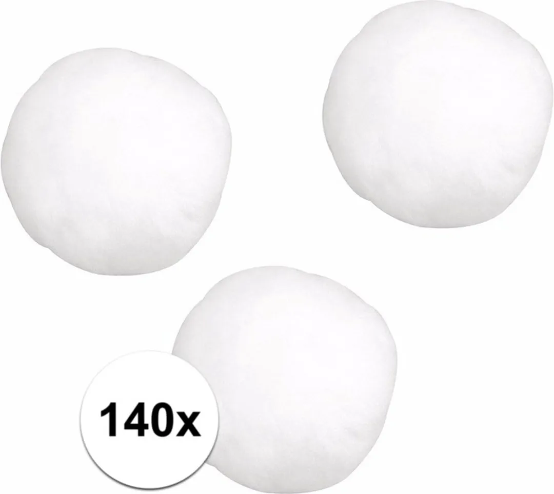 Rayher Knutselpompons Ø7mm - 140 Stuks - Wit