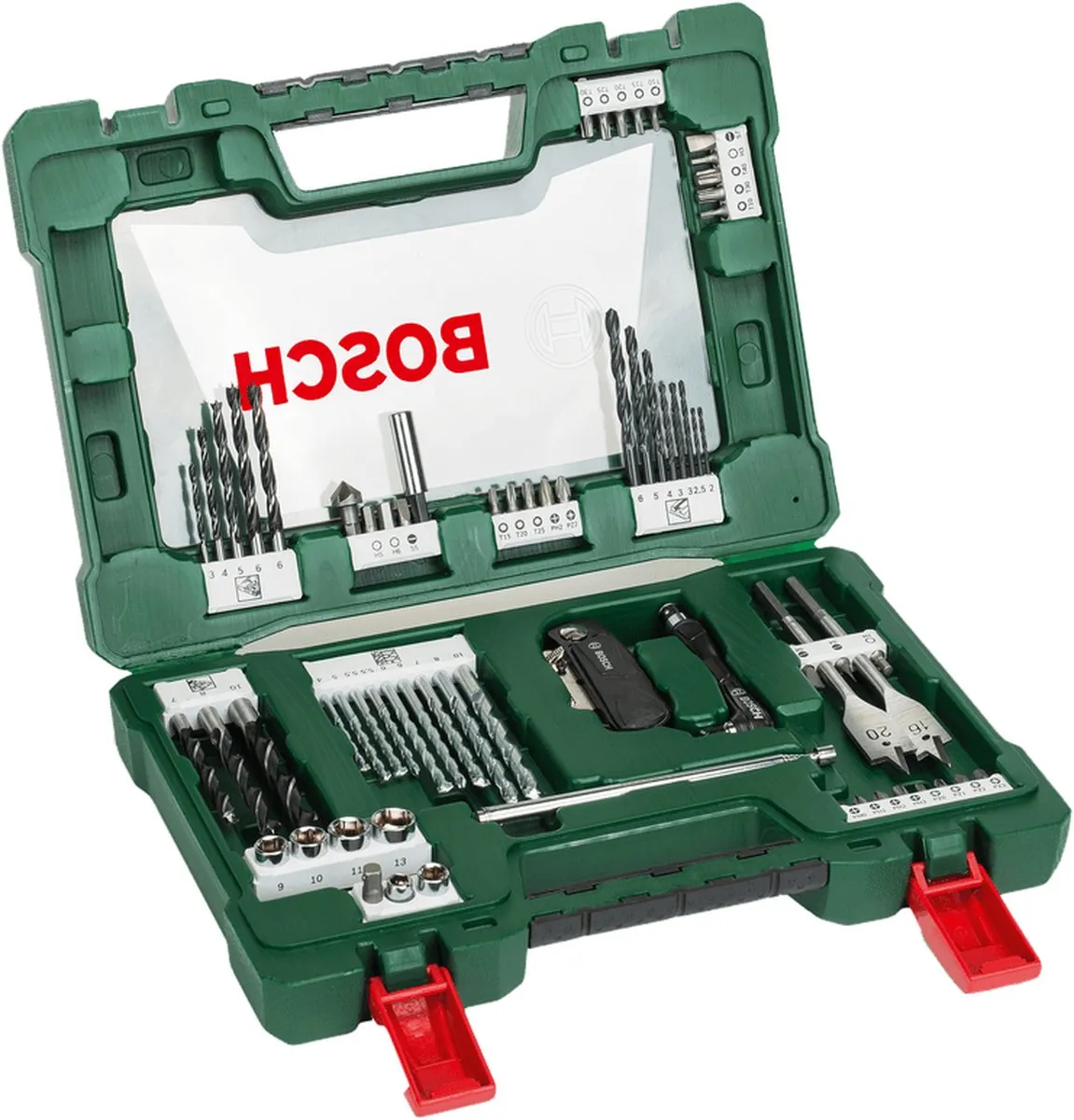 Bosch V-Line Boorset 68-delig - Hout/steen/metaal - met mes en magneetstaaf