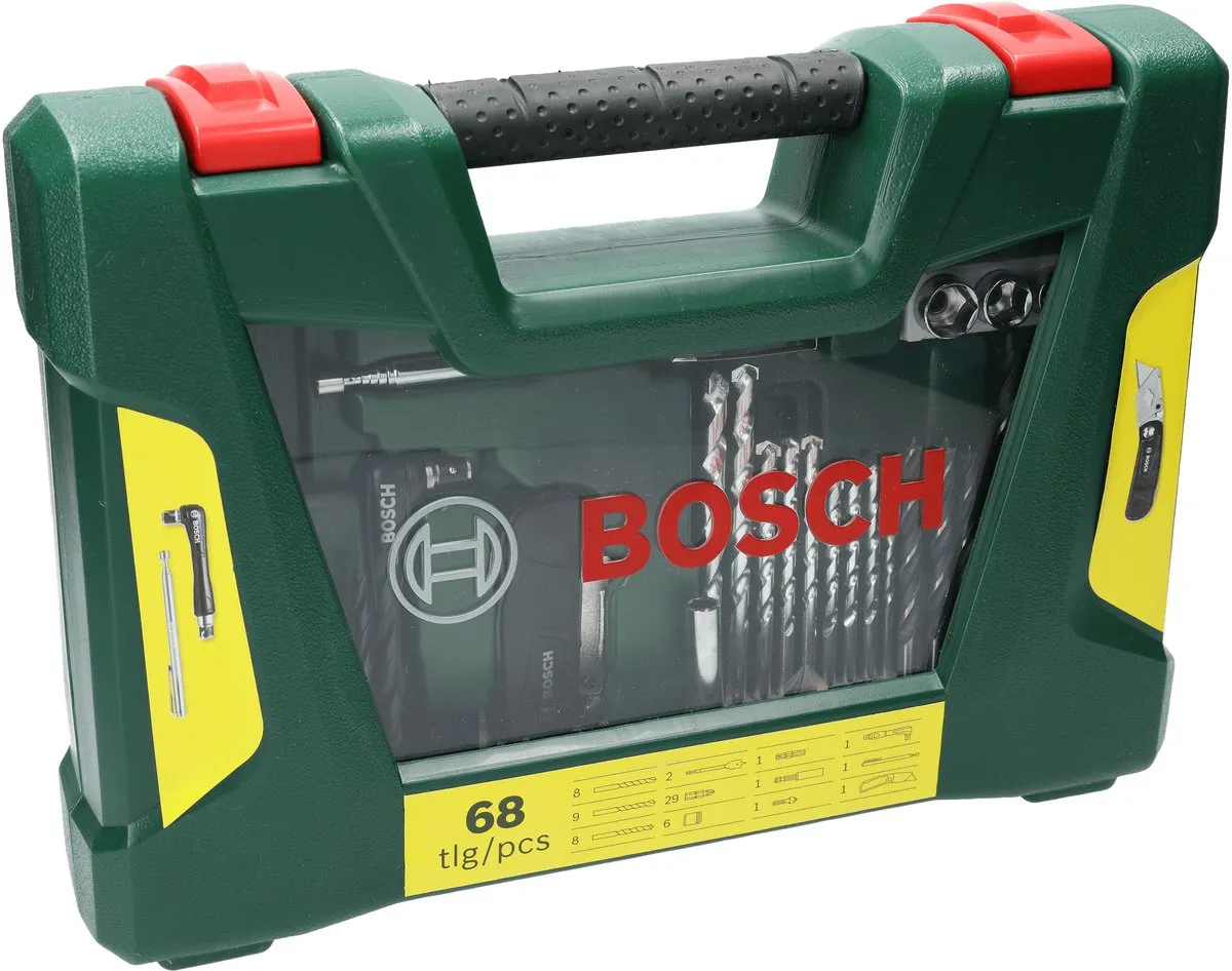 Bosch V-Line Boorset 68-delig - Hout/steen/metaal - met mes en magneetstaaf