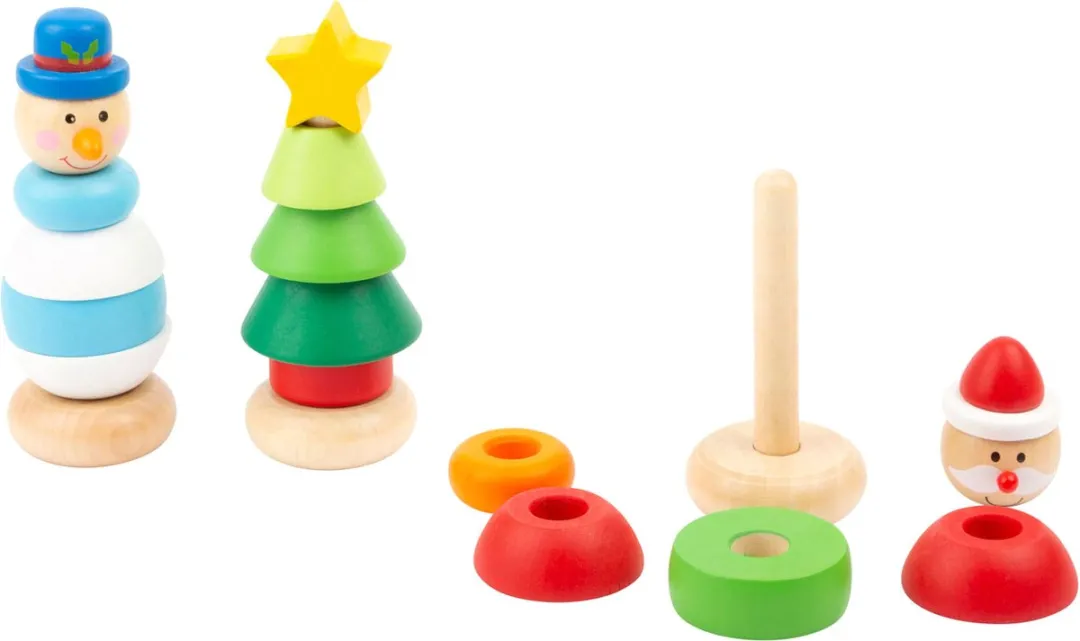 Small Foot Houten Stapeltoren Kerstfiguur - 6 Stuks - Multicolor