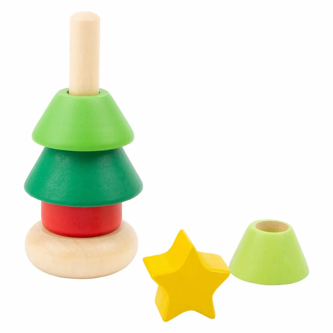Small Foot Houten Stapeltoren Kerstfiguur - 6 Stuks - Multicolor - afbeelding 6 van 6