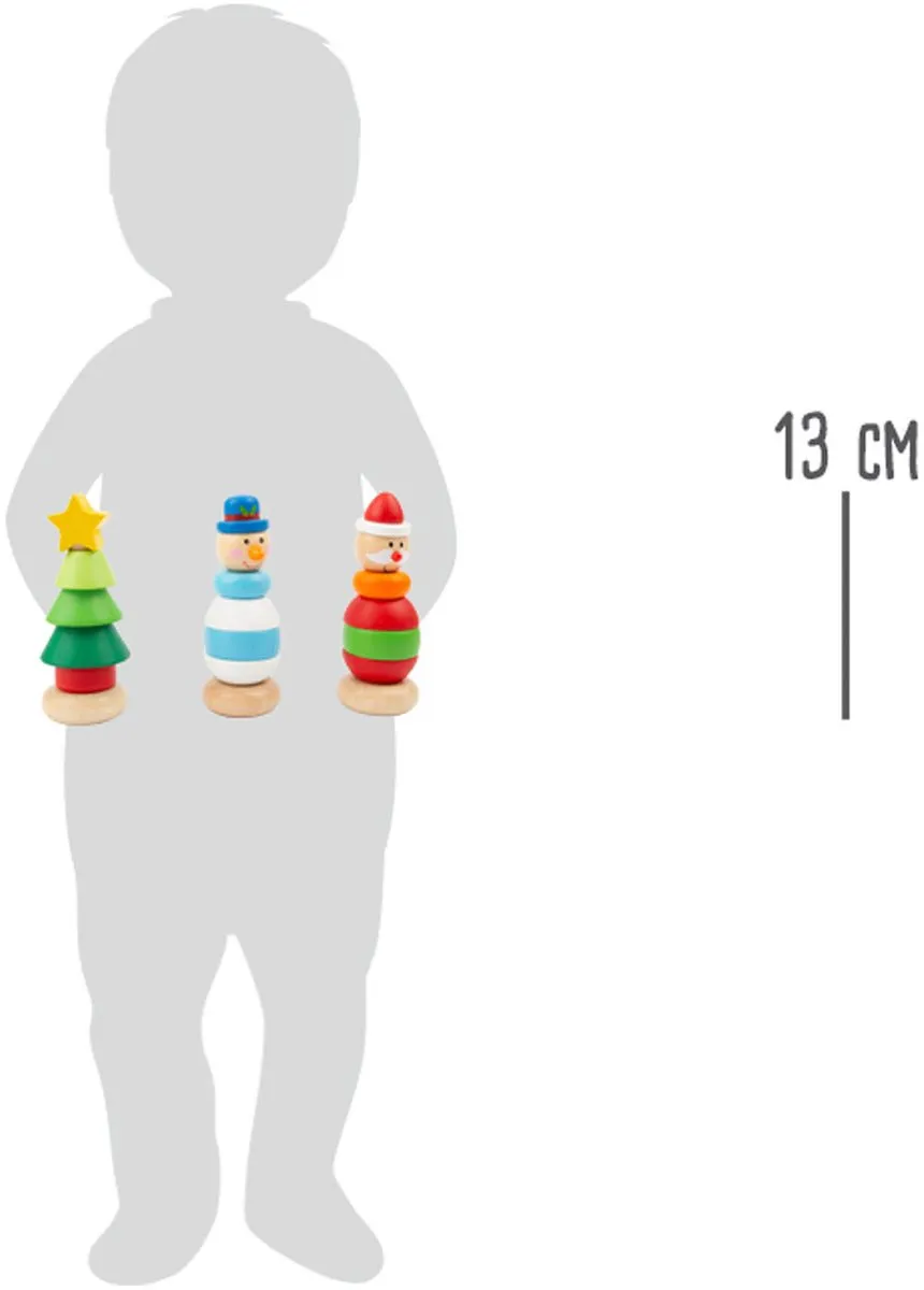 Small Foot Houten Stapeltoren Kerstfiguur - 6 Stuks - Multicolor