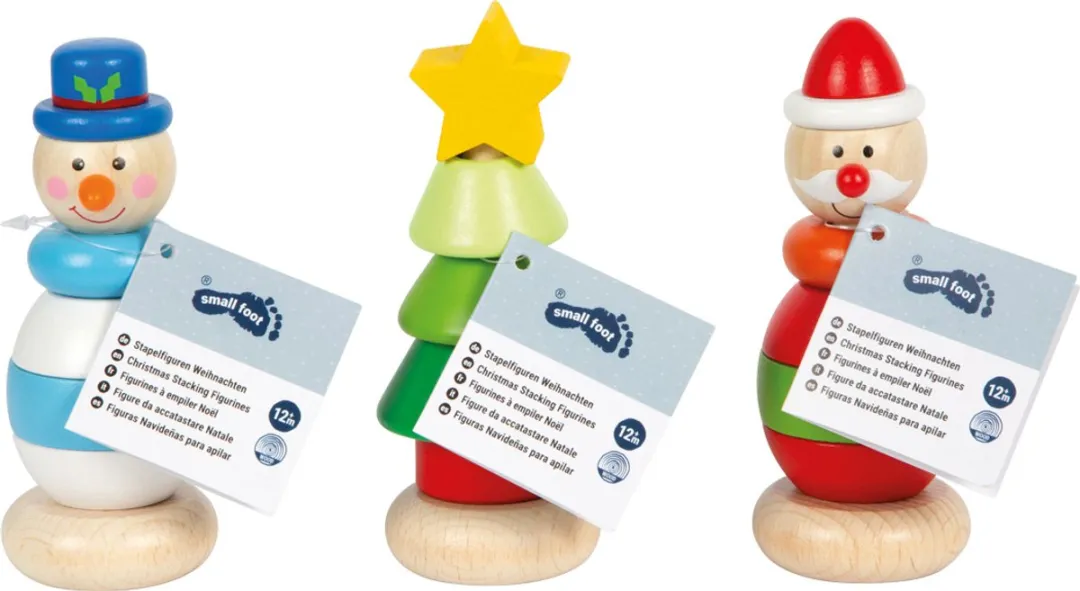 Small Foot Houten Stapeltoren Kerstfiguur - 6 Stuks - Multicolor