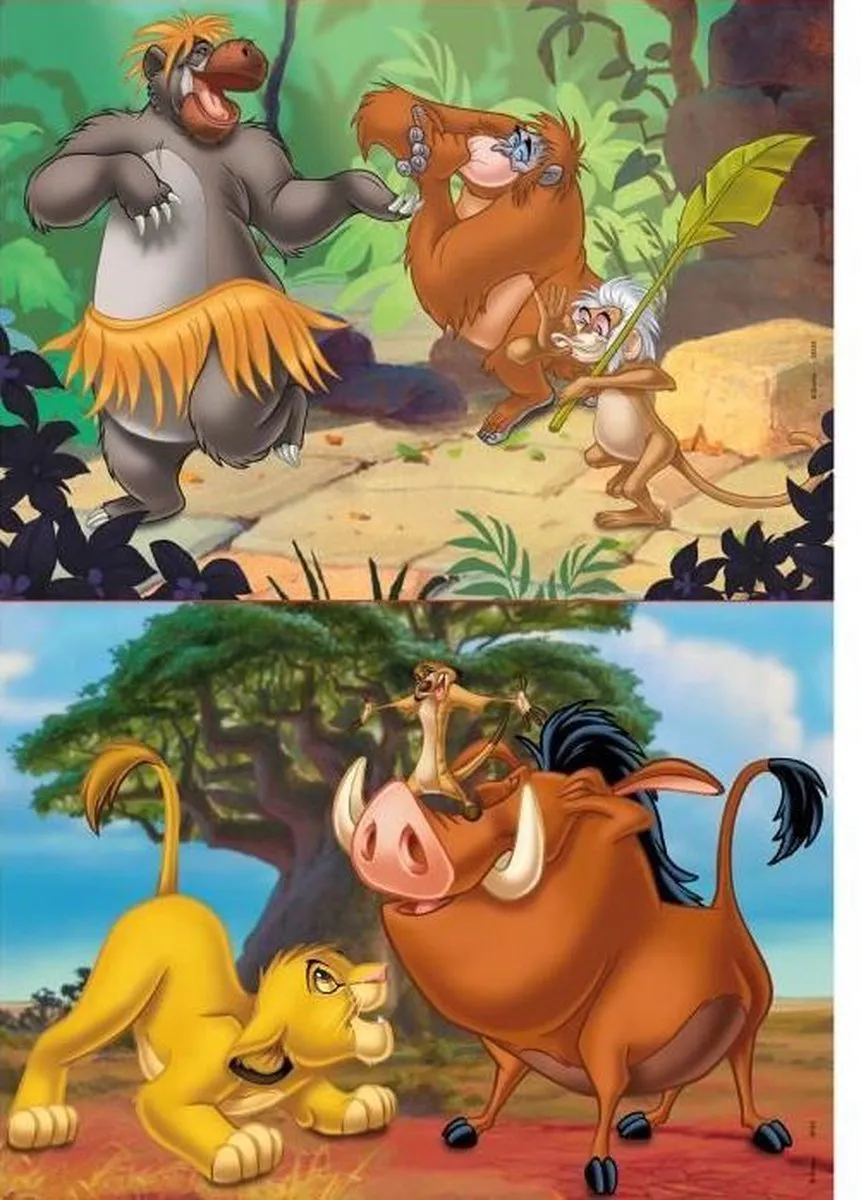 Educa Disney Leeuwenkoning & Jungleboek 18103 Puzzels - 40 Stuks (2x20) - Multicolor