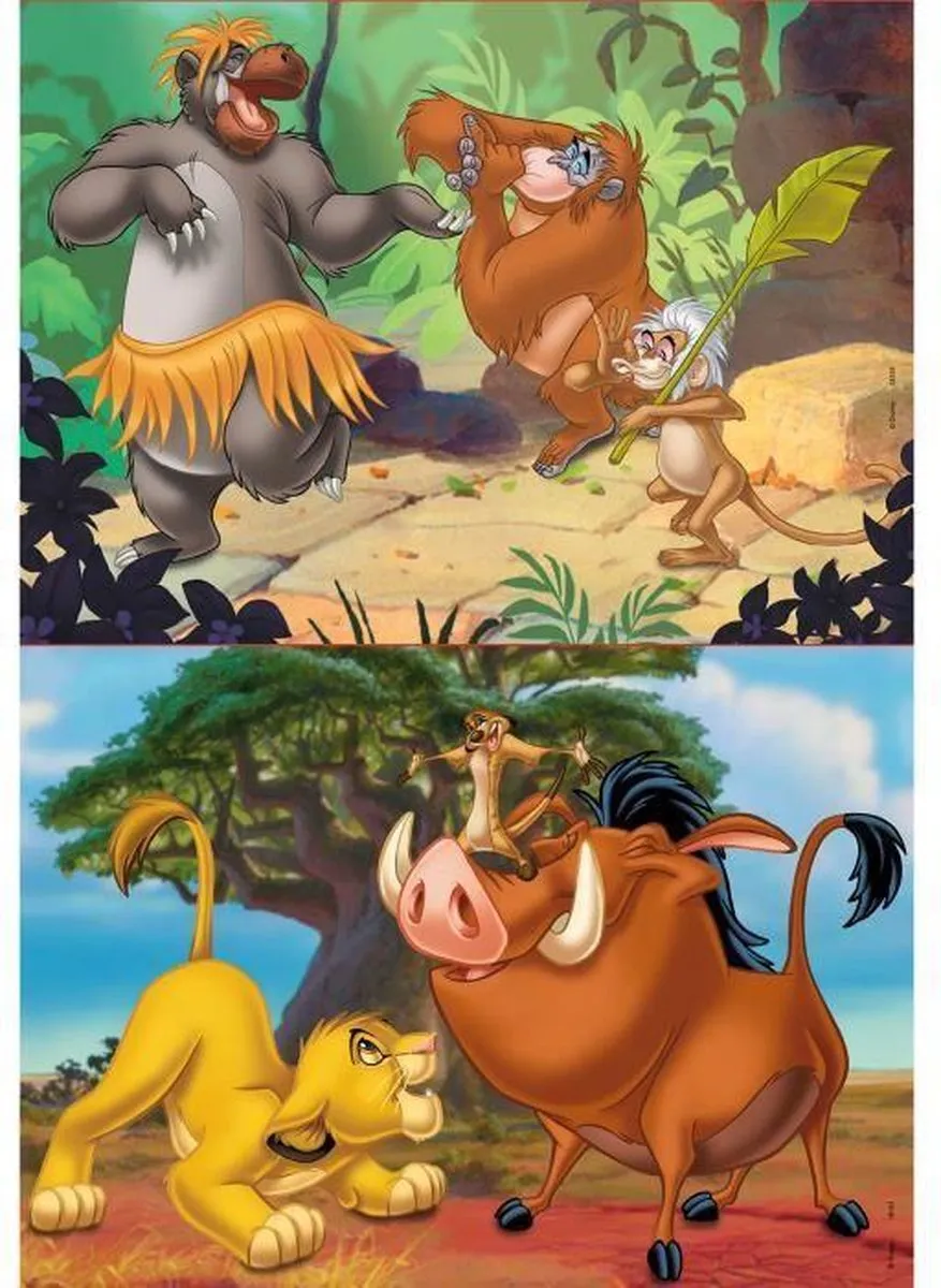 Educa Disney Leeuwenkoning & Jungleboek 18103 Puzzels - 40 Stuks (2x20) - Multicolor