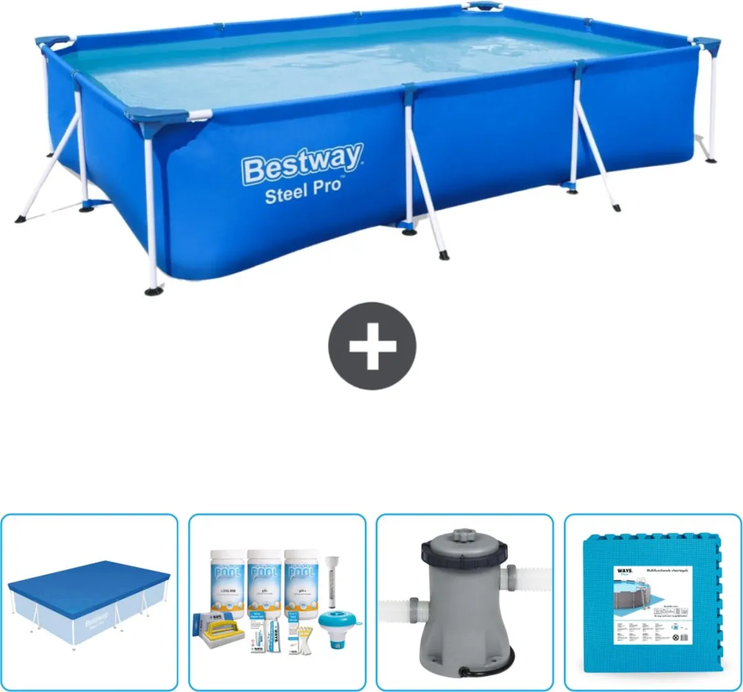 Bestway Steel Pro Zwembad 300x201x66cm - Blauw - 3300L
