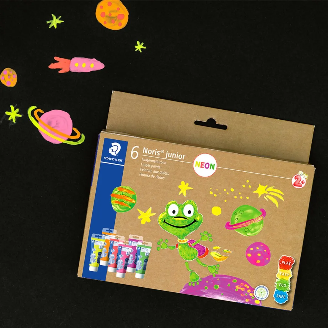 STAEDTLER Noris Junior Vingerverf - 6 Neonkleuren 75ml