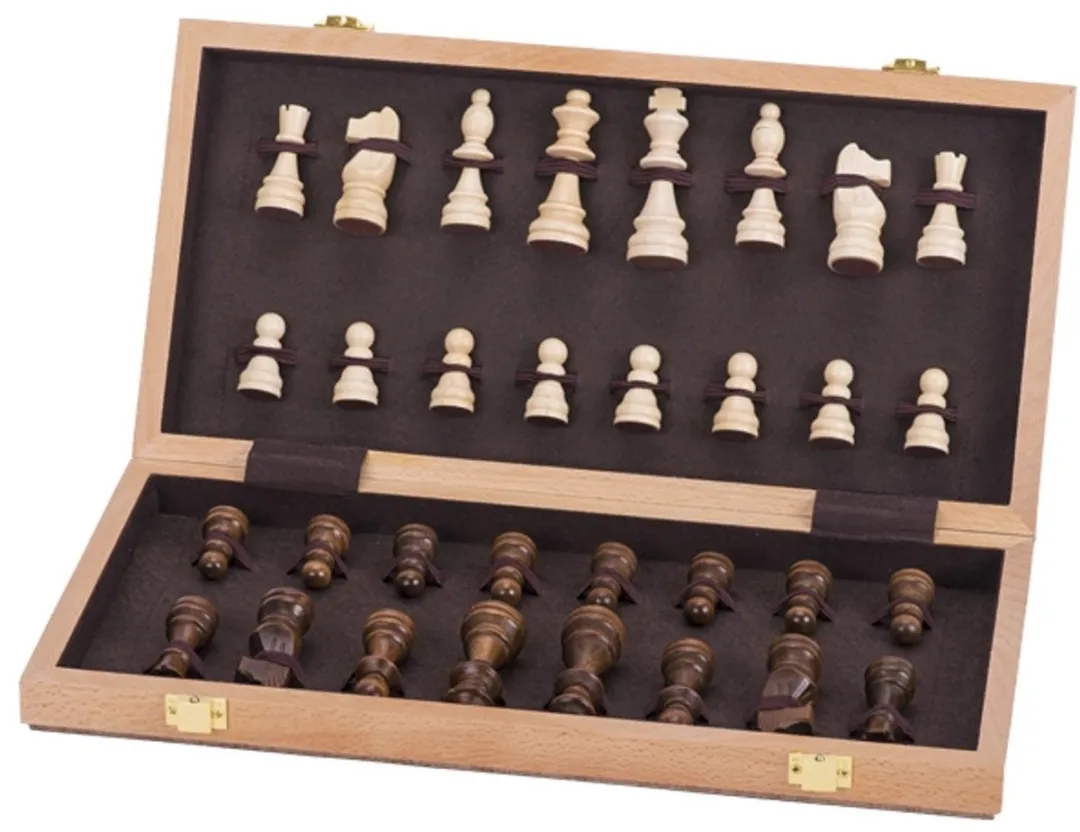 Goki Schaakbord Plooibaar 38x38cm Houten Figuren - 2 Spelers