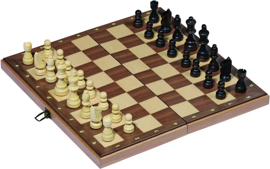 Goki Schaakbord Plooibaar 38x38cm Houten Figuren