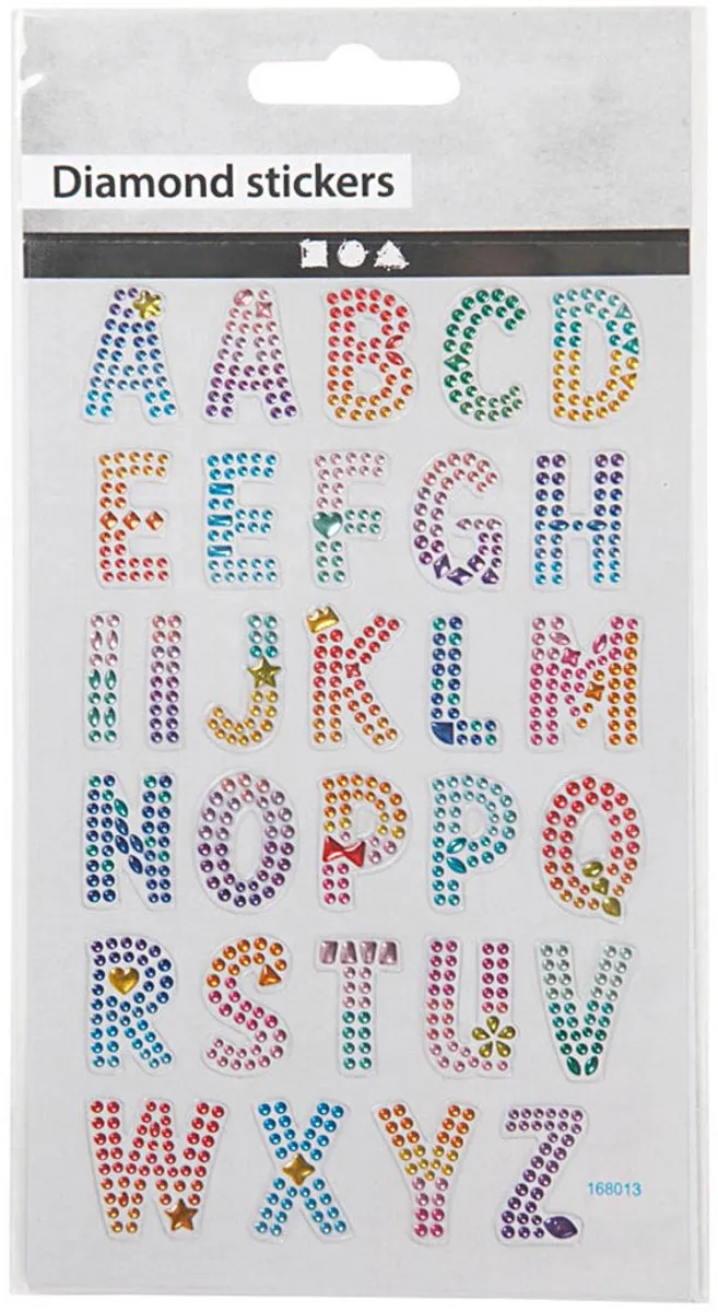 Creativ Company Alfabet Stickers 30x Plakletters - Diamant Gekleurd