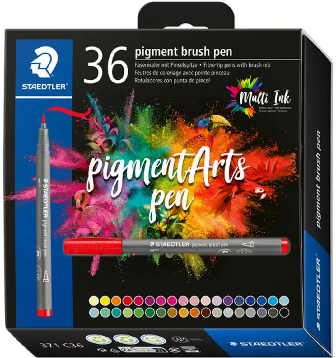 STAEDTLER Pigment Brush Pen Set 36 Kleuren - afbeelding 6 van 6