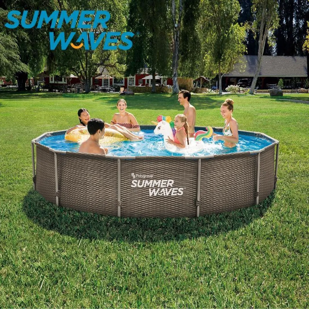 Summer Waves Active Frame-zwembad 366 x 76 cm Dark Double Rattan inclusief filterpomp